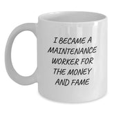 Funny Maintenance Worker Gifts for Him, White Coffee Mugs, Christmas Unique Presents from Men - Main